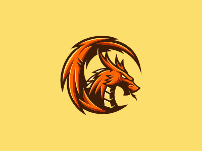 圓形紅色激烈龍logo設(shè)計(jì)