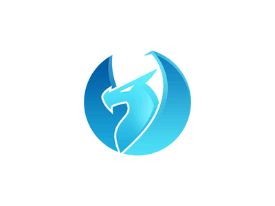 藍(lán)色帶翅膀的冰龍logo設(shè)計(jì)