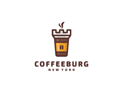 城堡的咖啡杯logo設(shè)計