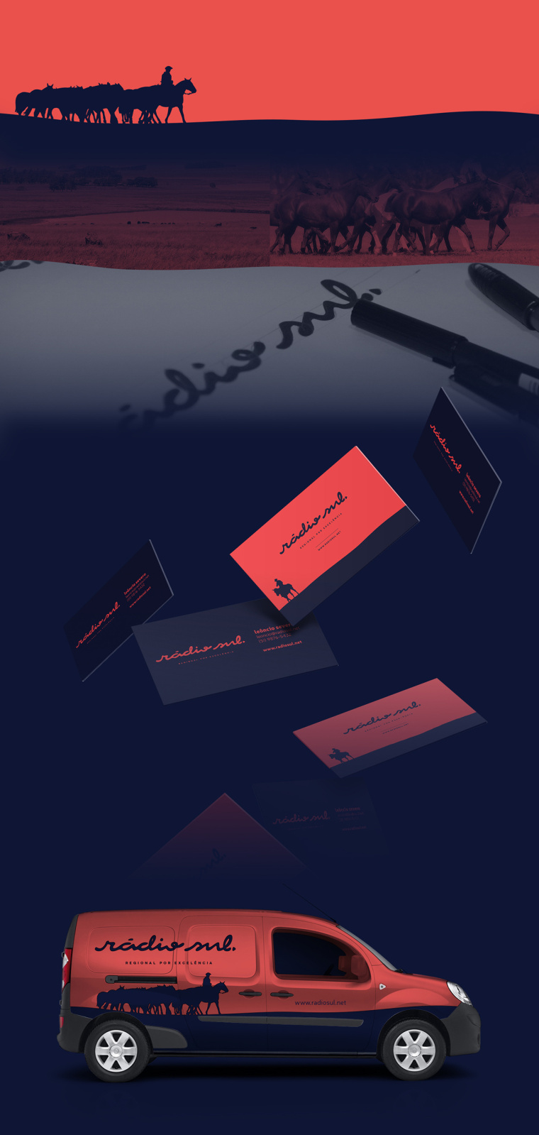 音樂廣播Rádio Sul品牌形象VI設(shè)計標(biāo)志設(shè)計，別有藝術(shù)韻味的鄉(xiāng)村風(fēng)情