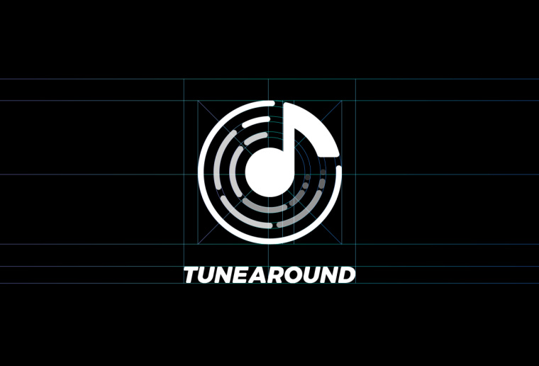 Tunearound 音樂(lè)APP品牌logo設(shè)計(jì)-圓形+聲波+音符-logo標(biāo)準(zhǔn)化制圖