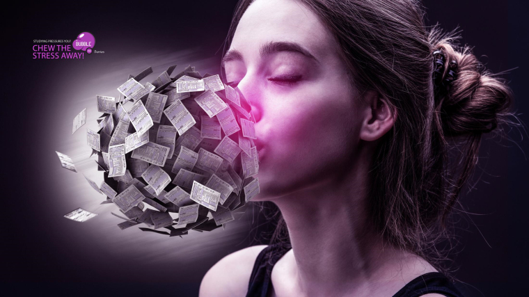 埃及Nabarosk口香糖平面創(chuàng)意廣告——“咀嚼壓力工作便簽篇”篇