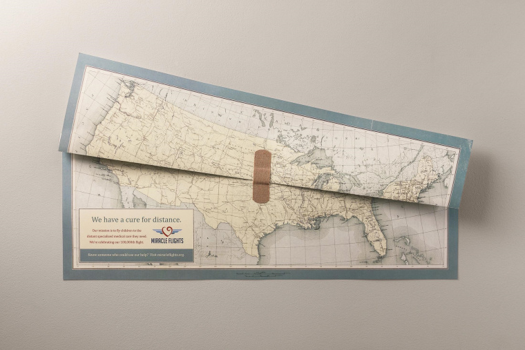 美國Miracle Flights航空平面創(chuàng)意廣告——“治愈的地圖”篇 美國Miracle Flights航空平面創(chuàng)意廣告——“治愈的地圖”篇