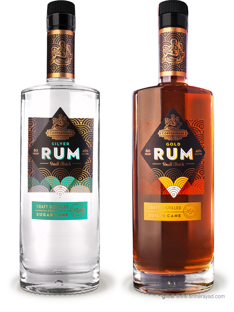 國(guó)外洋酒品牌設(shè)計(jì)欣賞——CopperMuse 朗姆酒裝飾圖案風(fēng)格標(biāo)志設(shè)計(jì)與包裝設(shè)計(jì)