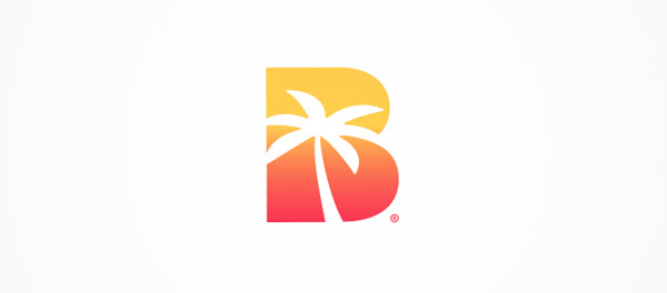 海灘+日落 棕櫚樹旅游B字母logo-上海logo設計公司-上海品牌設計公司 海灘+日落 棕櫚樹旅游B字母logo-上海logo設計公司-上海品牌設計公司