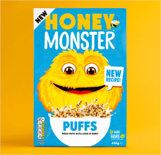 Honey Monster 蜜蜂怪物圖形早餐麥片新包裝設(shè)計品牌設(shè)計