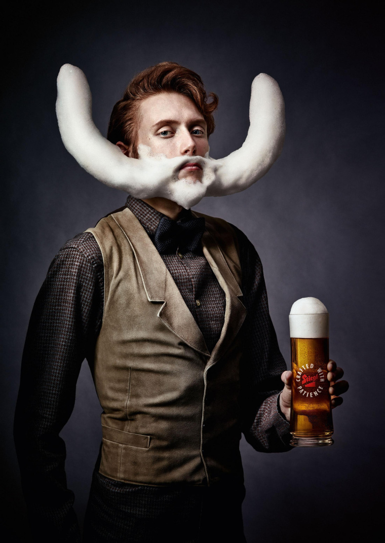 Stiegl 啤酒平面廣告創(chuàng)意設計“啤酒泡沫胡子造型篇”-上海平面廣告策劃設計公司