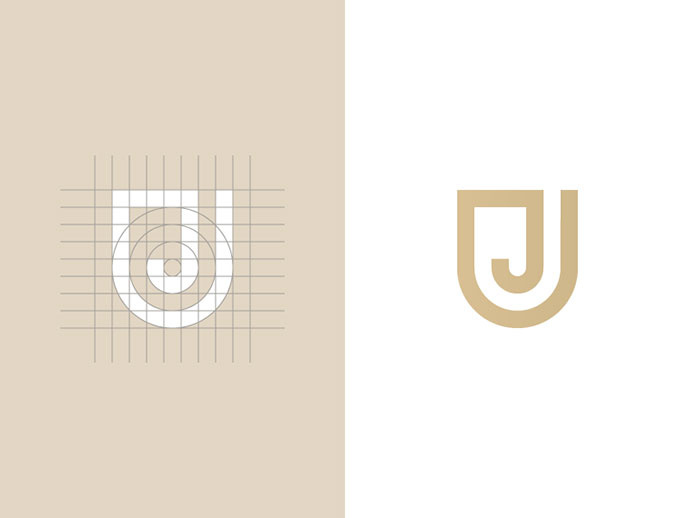 上海logo設(shè)計(jì)公司分享：40個創(chuàng)意純英文字母文字logo設(shè)計(jì)-字母J +盾牌logo