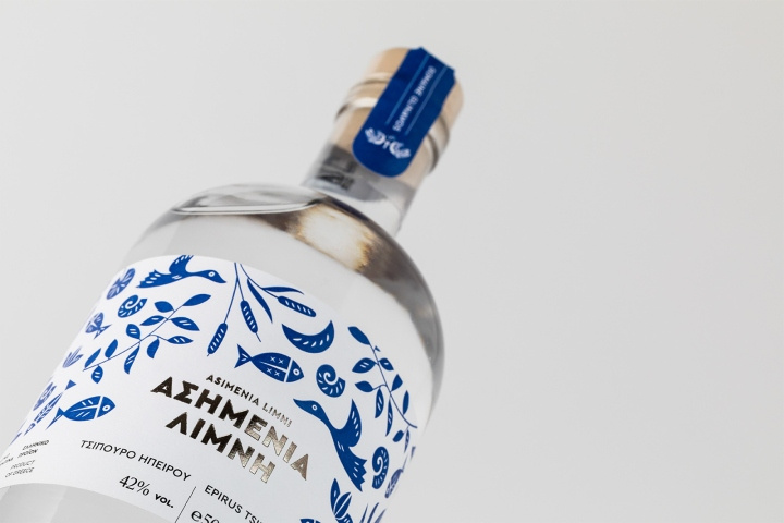 Asimenia白酒包裝藍色標簽設計包裝插畫設計-上海包裝設計公司