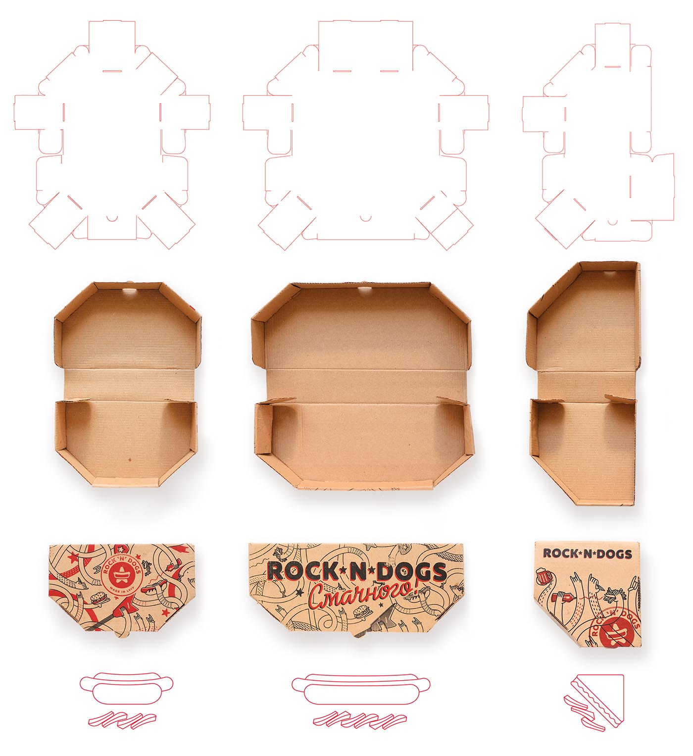 上海品牌包裝設(shè)計公司欣賞：ROCK ''''N DOG外賣快餐盒手繪插畫包裝設(shè)計