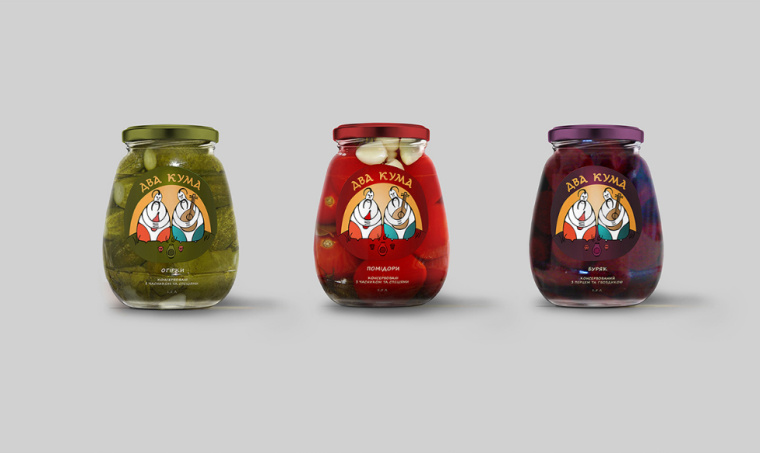 插畫人物夸張的ДВА 蔬菜腌制品罐頭包裝設(shè)計(jì)-上海包裝設(shè)計(jì)公司欣賞