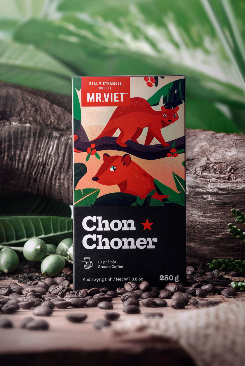 越南Chon Choner咖啡包裝設(shè)計(jì)，具有俏皮的動(dòng)物插圖設(shè)計(jì)