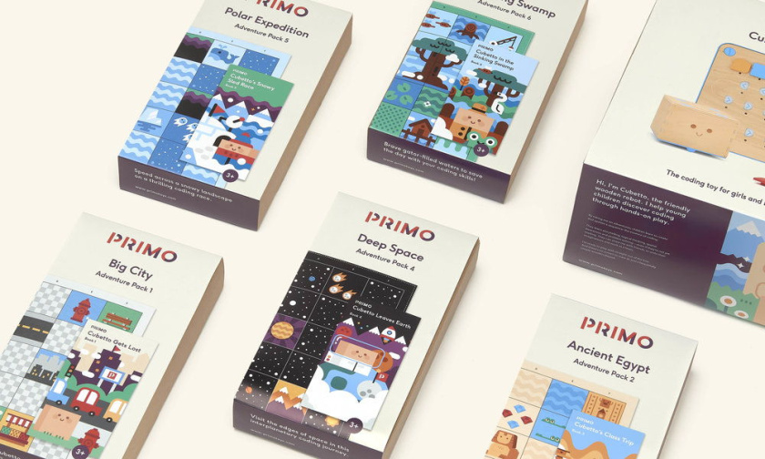PRIMO玩具品牌積木包裝設(shè)計(jì)，展現(xiàn)了積木圖案與天然木材品質(zhì)