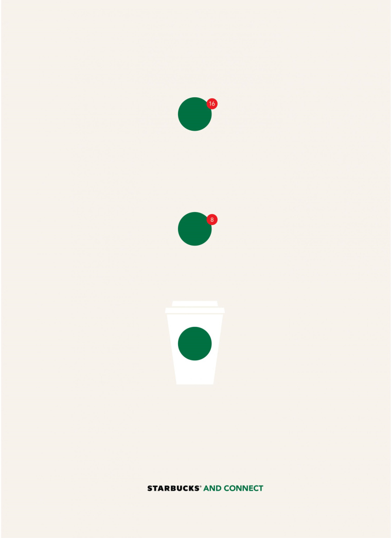 巴西Rai廣告公司為星巴克創(chuàng)作的“圖標”篇平面創(chuàng)意廣告-星巴克和連接 巴西Rai廣告公司為星巴克創(chuàng)作的“圖標”篇平面創(chuàng)意廣告-星巴克和連接