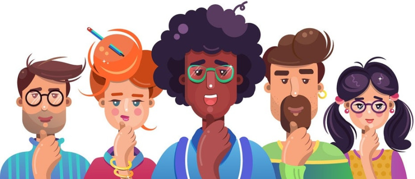 平面插圖描繪了在他們的初創(chuàng)公司工作的書呆子的樣子