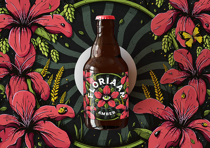 Floriaan精釀啤酒包裝標簽設(shè)計“萬花筒花卉插畫篇”-上海包裝設(shè)計