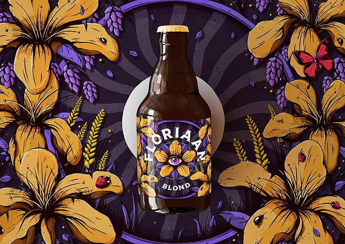 Floriaan精釀啤酒包裝標簽設(shè)計“萬花筒花卉插畫篇”-上海包裝設(shè)計