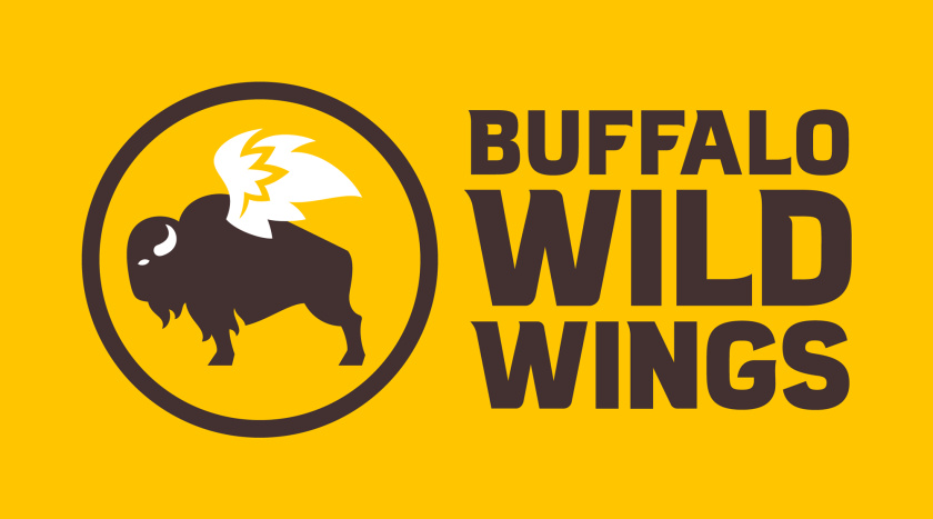 Buffalo Wild Wings體育酒吧新logo設計，帶翅膀的水牛形象