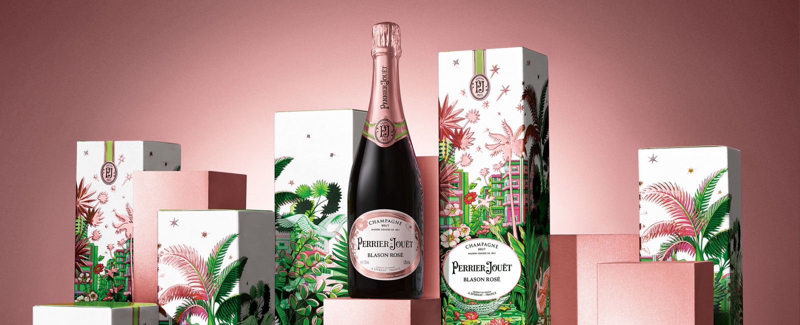 情人節(jié)禮盒 PERRIER-JOU?T玫瑰香檳包裝設(shè)計,熱帶雨林植物插畫設(shè)計 情人節(jié)禮盒 PERRIER-JOU?T玫瑰香檳包裝設(shè)計,熱帶雨林植物插畫設(shè)計