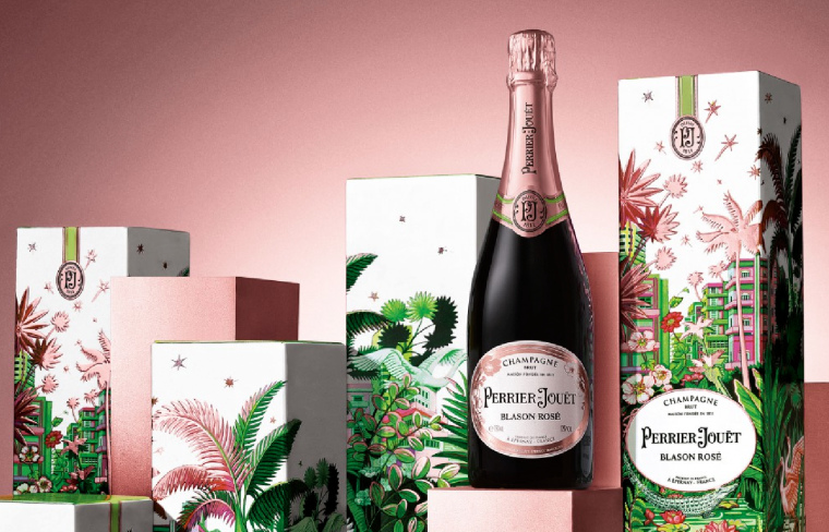 情人節(jié)禮盒 PERRIER-JOU?T玫瑰香檳包裝設(shè)計,熱帶雨林植物插畫設(shè)計 情人節(jié)禮盒 PERRIER-JOU?T玫瑰香檳包裝設(shè)計,熱帶雨林植物插畫設(shè)計