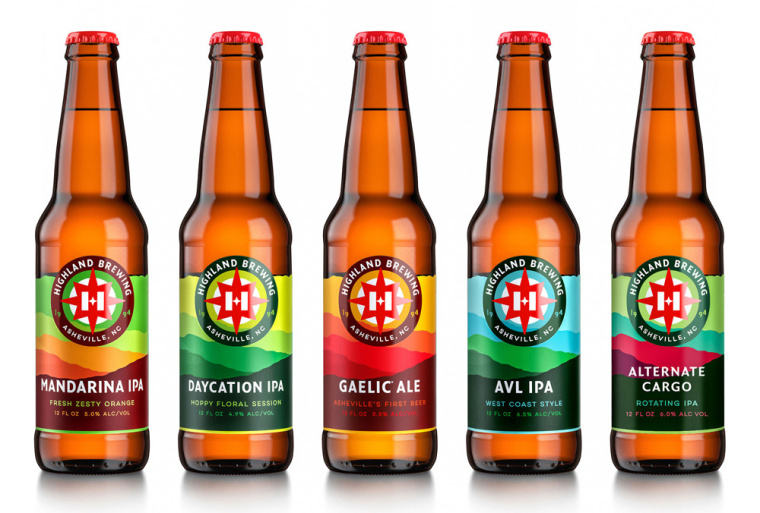 Highland Brewing啤酒包裝設計標志設計,字母“H”與指南針巧妙的融合 Highland Brewing啤酒包裝設計標志設計,字母“H”與指南針巧妙的融合