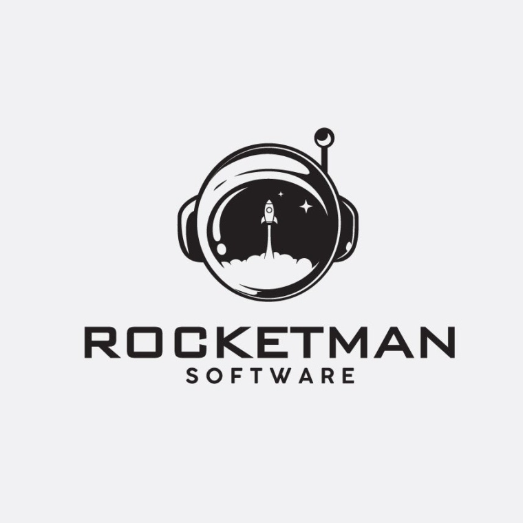 ocketman軟件徽標，偉大的標志讓消費者微笑并引起他們的注意