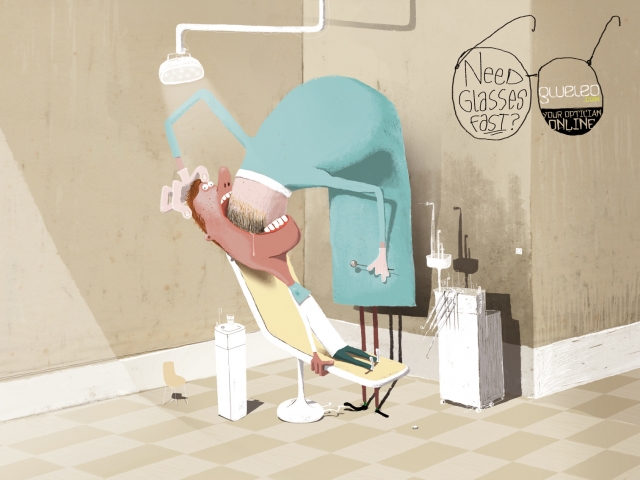 Gweleo 眼鏡商城搞怪幽默手法平面創(chuàng)意廣告設(shè)計-牙醫(yī)