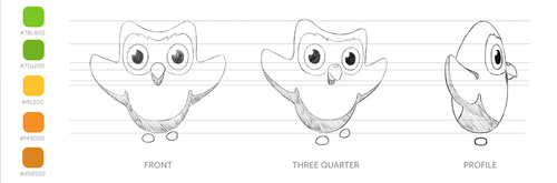 Duolingo語(yǔ)言學(xué)習(xí)翻譯網(wǎng)站標(biāo)志logo設(shè)計(jì)，一只獨(dú)特且有個(gè)性的綠色貓頭鷹