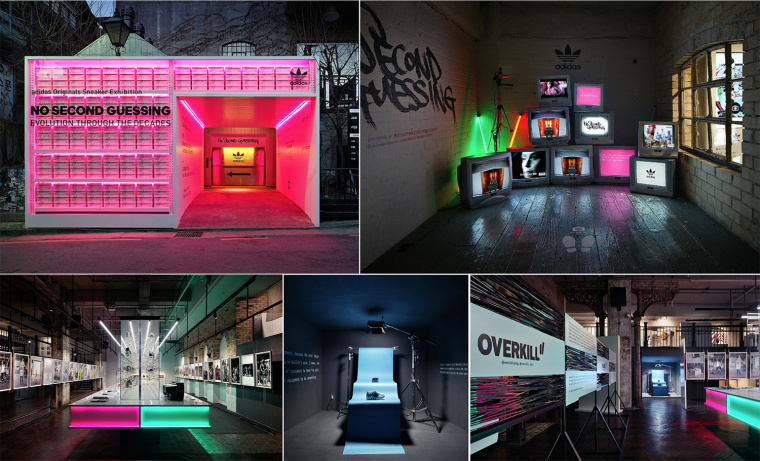 大膽絢麗品牌形象設(shè)計-阿迪達斯展覽設(shè)計”對比與燈光“