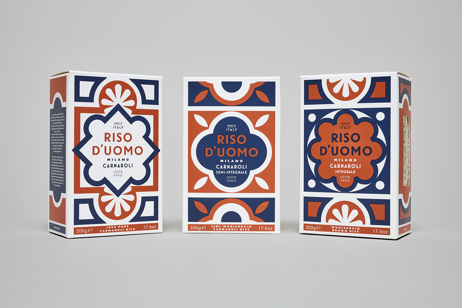Riso D’uomo 大米包裝設計，華麗大理石地磚圖案靈感