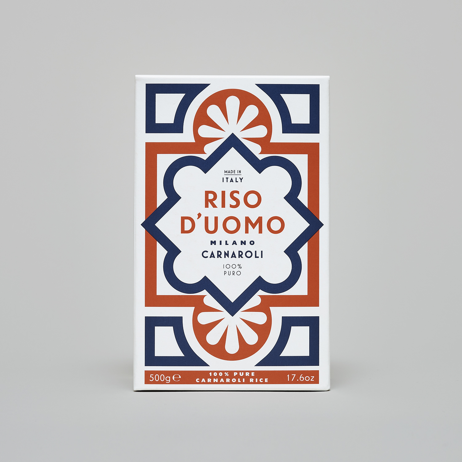 Riso D’uomo 大米包裝設計，華麗大理石地磚圖案靈感