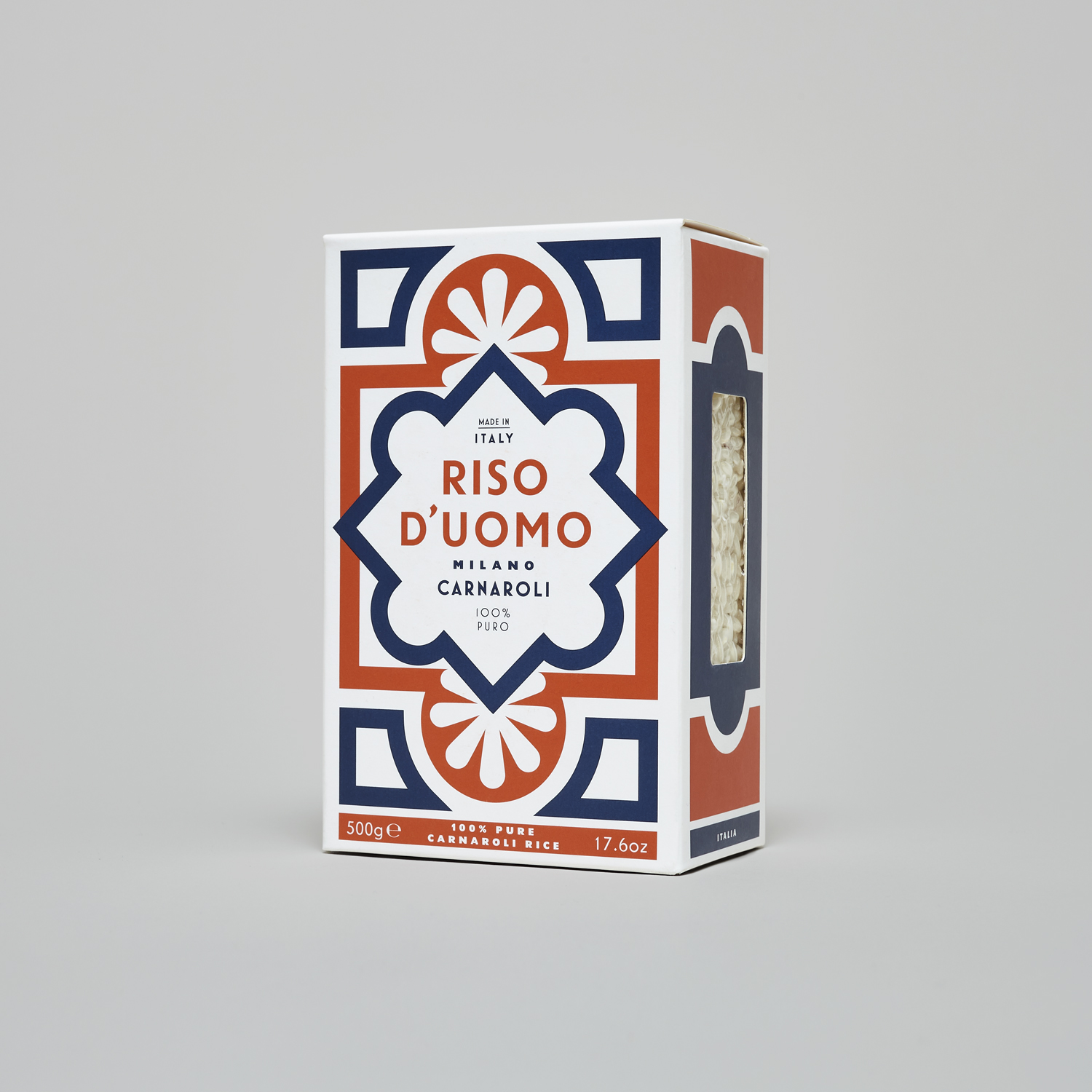 Riso D’uomo 大米包裝設計，華麗大理石地磚圖案靈感