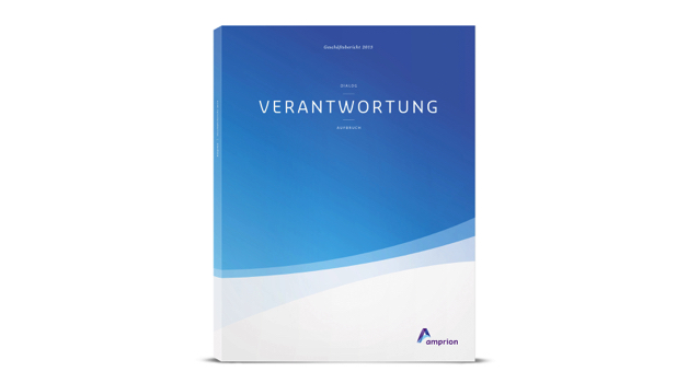歐洲領先輸電運營商Amprion年度宣傳畫冊設計，藍粉漸變色營造平靜的印象