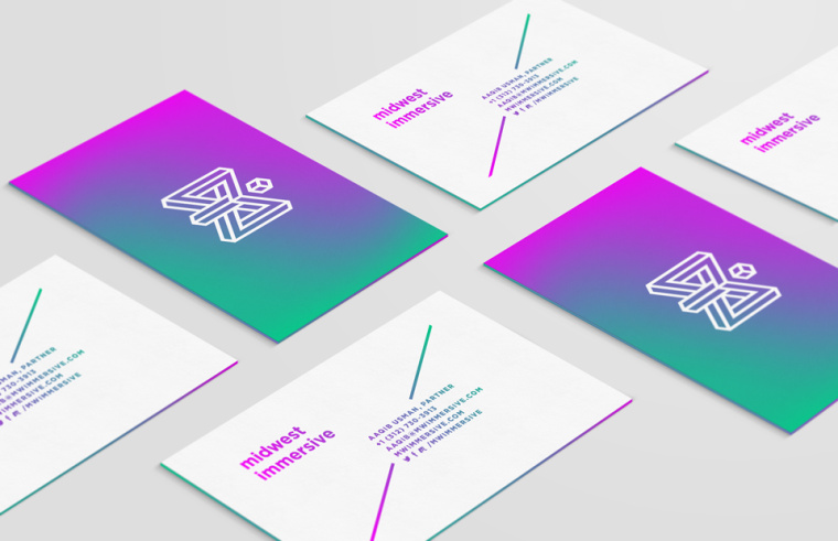 虛擬現(xiàn)實MWI極具未來感的品牌形象VI設(shè)計標志設(shè)計，字母與圖形的多重創(chuàng)意組合