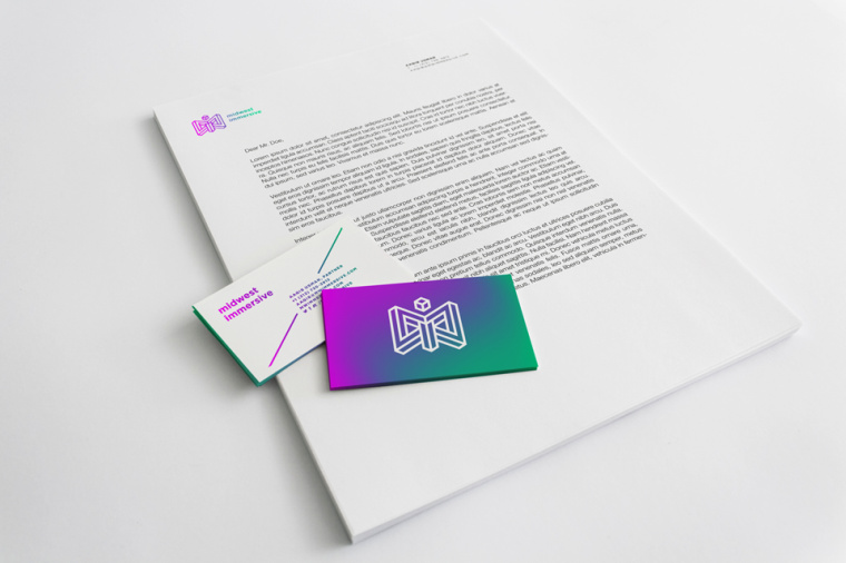 虛擬現(xiàn)實MWI極具未來感的品牌形象VI設(shè)計標志設(shè)計，字母與圖形的多重創(chuàng)意組合