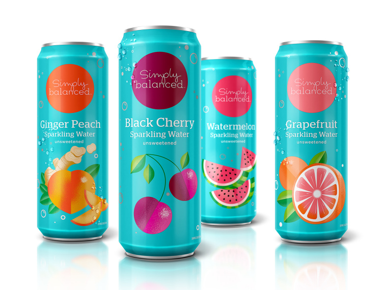 Simply Balanced 氣泡水果汁創(chuàng)意包裝設(shè)計(jì)，形成絢麗多彩的水果世界