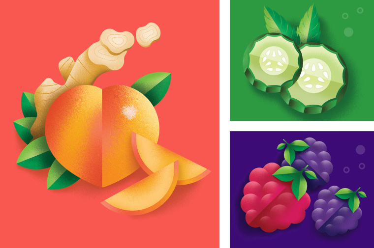 Simply Balanced 氣泡水果汁創(chuàng)意包裝設(shè)計(jì)，形成絢麗多彩的水果世界