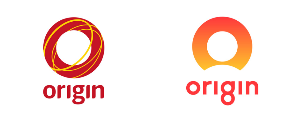 澳大利亞綜合能源公司Origin品牌標志設計，圓形字母O的創(chuàng)新切割-新舊標志對比
