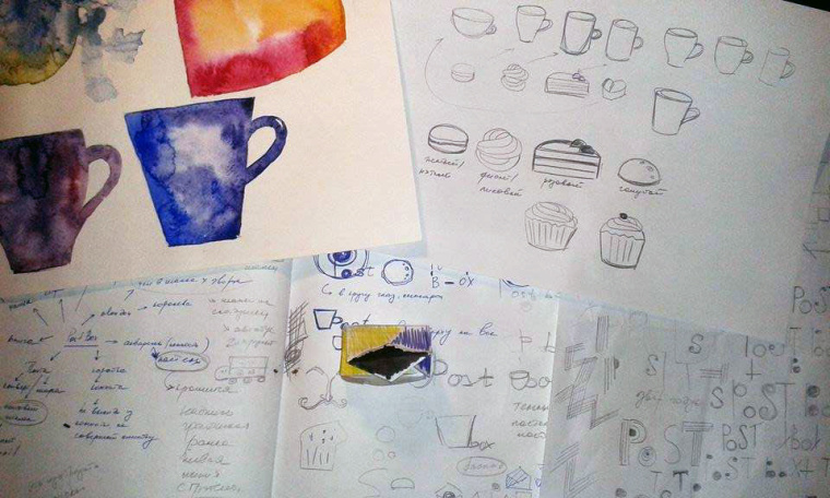 Postbox 手工甜品店品牌視覺(jué)形象VI設(shè)計(jì)“時(shí)尚色塊”元素