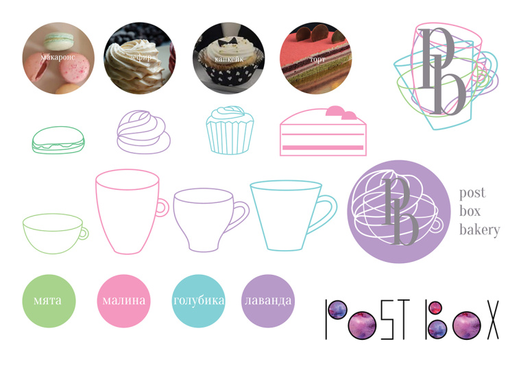 Postbox 手工甜品店品牌視覺(jué)形象VI設(shè)計(jì)“時(shí)尚色塊”元素