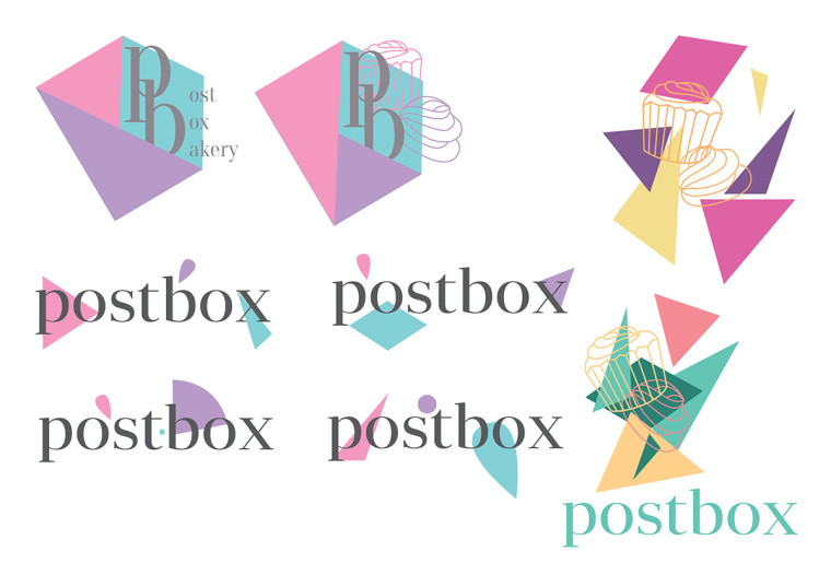 Postbox 手工甜品店品牌視覺(jué)形象VI設(shè)計(jì)“時(shí)尚色塊”元素