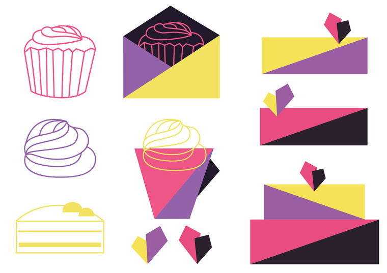 Postbox 手工甜品店品牌視覺(jué)形象VI設(shè)計(jì)“時(shí)尚色塊”元素