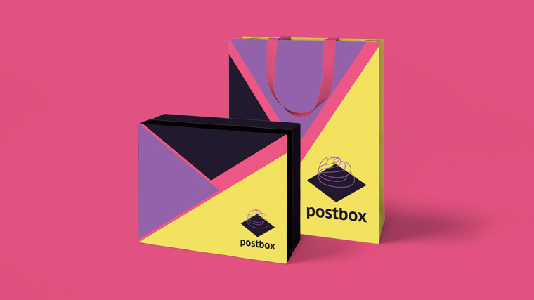 Postbox 手工甜品店品牌視覺(jué)形象VI設(shè)計(jì)“時(shí)尚色塊”元素-禮盒包裝設(shè)計(jì)