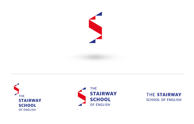 Stairway學校階梯狀標志設計，取自英國國旗的三角元素
