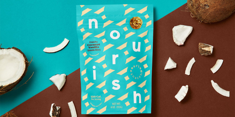 Nourish健康零食食品品牌包裝設(shè)計(jì)，色彩斑斕的條紋色塊來傳遞樂趣