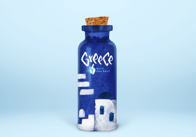 海鹽包裝：一個(gè)美麗的希臘地方特產(chǎn)食品包裝設(shè)計(jì)概念：送你去希臘的陽光島