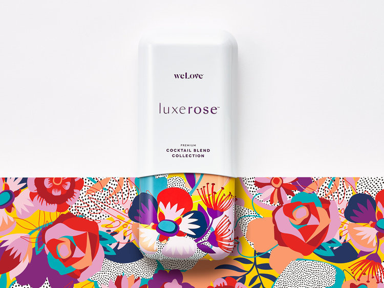 鮮艷、繽紛、有趣的Luxerose雞尾酒包裝設(shè)計插畫設(shè)計