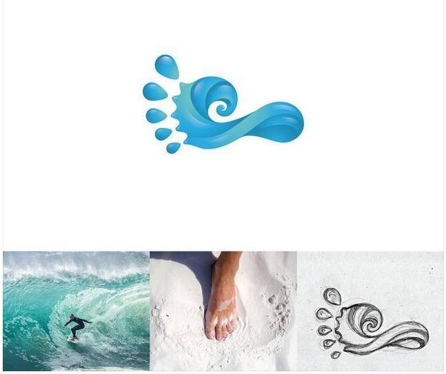 logo設(shè)計過程圖示揭示logo設(shè)計靈感-腳+水滴 logo設(shè)計靈感 logo設(shè)計過程圖示揭示logo設(shè)計靈感-腳+水滴 logo設(shè)計靈感