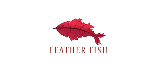 紅色標志設(shè)計靈感品牌羽毛魚
