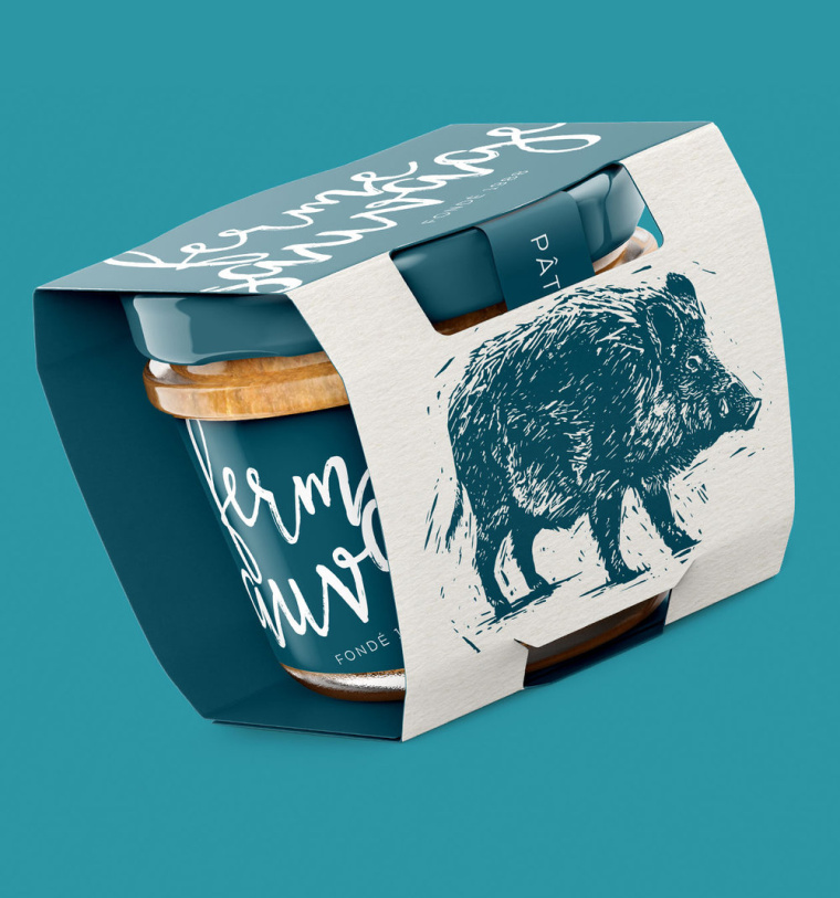 法式Paté肉醬包裝設(shè)計(jì)，運(yùn)用生動的野豬插畫設(shè)計(jì)